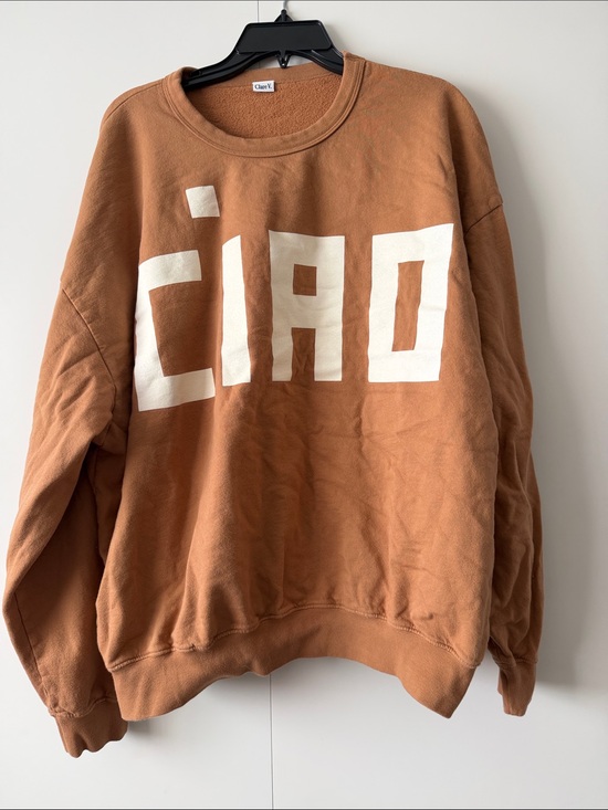 Clare V. Tops - Clare V Brown 'CIAO' Graphic Crewneck Sweatshirt